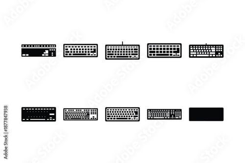 Keyboard Silhouette Minimal Flat Vector Illustration