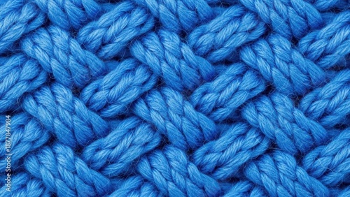 Close up of blue knitted fabric texture