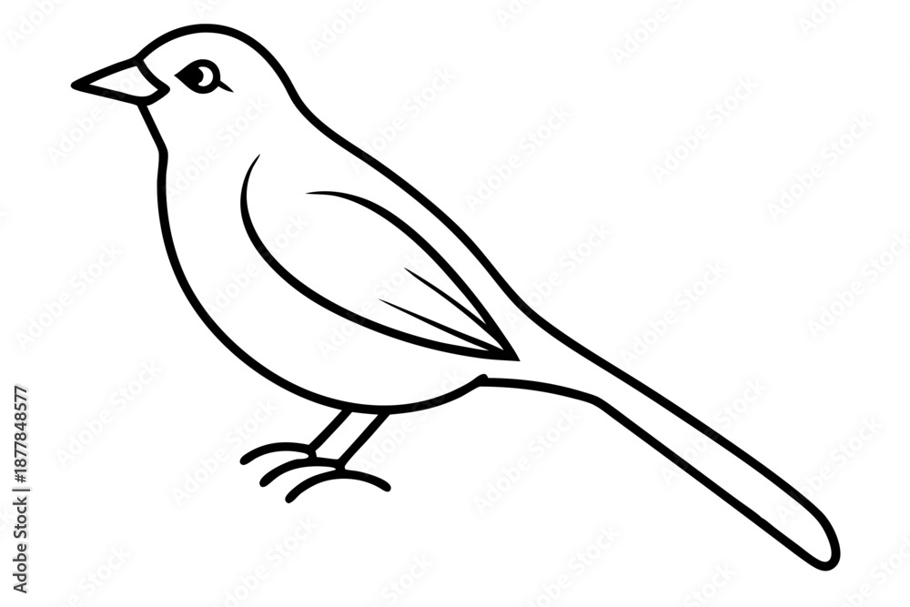 Obraz premium Minimal Perched Bird Sketch SVG – Elegant Nature Line Art Illustration