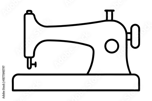 Minimal Sewing Machine Icon – DIY Craft Outline Vector Illustration