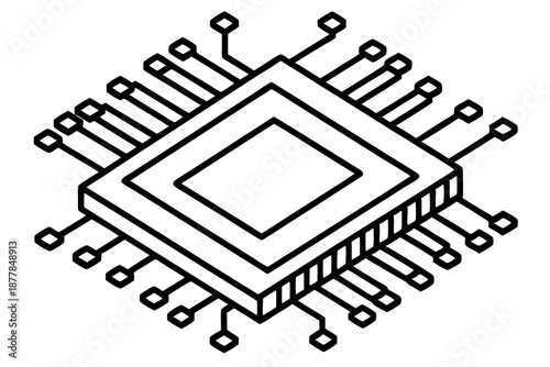 Modern Microchip Doodle – Circuit Technology Processor Illustration