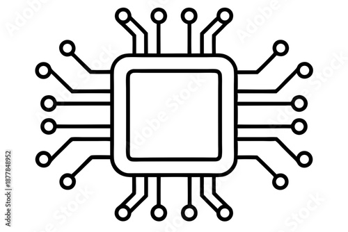 Modern Microchip Doodle – Circuit Technology Processor Illustration