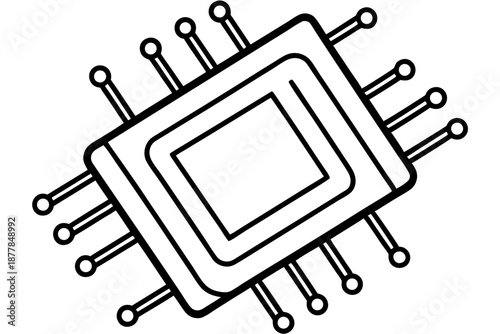 Modern Microchip Doodle – Circuit Technology Processor Illustration