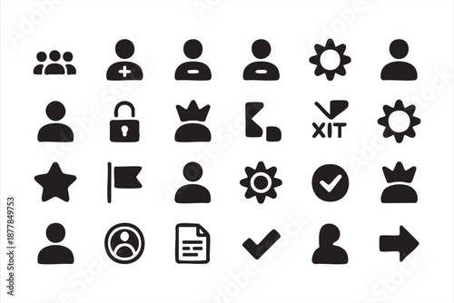 User Interface Icon Set for Admin Panels, Accounts, Arrows, Status