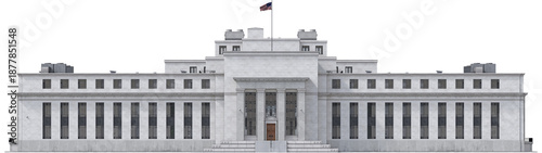 Foto Front View of the Federal Reserve Building – Neoclassical Architecture, 3d rende
