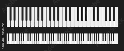 Piano keys. Vector icon isolated on black background.
