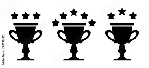 Cup and stars icon. Quality or rating illustration. Vector flat icon isolated on white background.