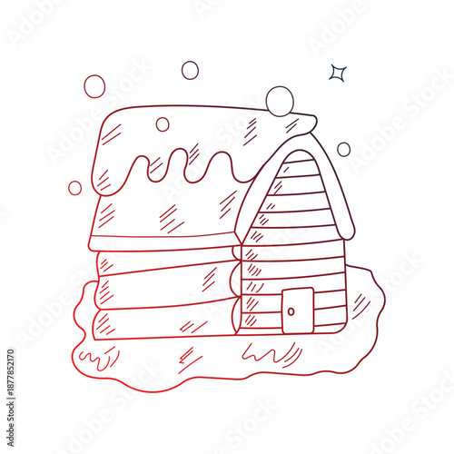 House  doodle icon with white background vector stock illustration