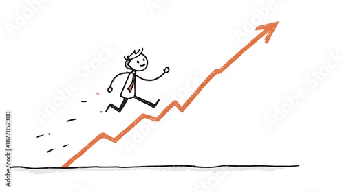 businessman running on graph