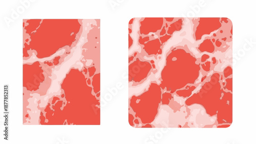 Abstract red and pink organic shapes with layered contours