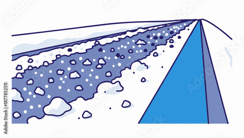 Abstract representation of snow falling on a tent with blue and purple hues