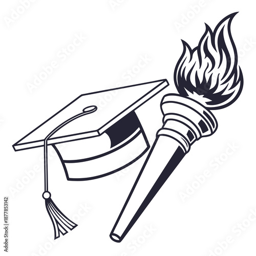 Graduation cap on torch