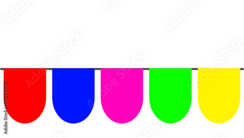 Colorful pennant banner isolated on transparent background