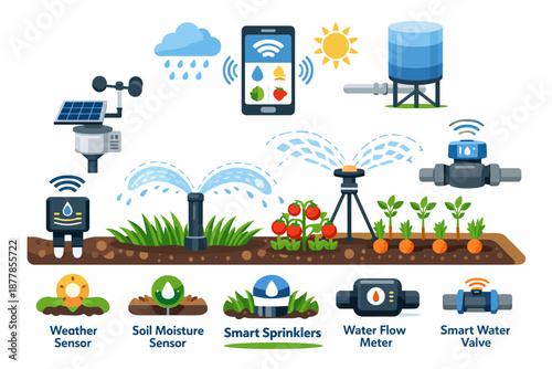 Smart garden technology with weather sensors and automated watering system