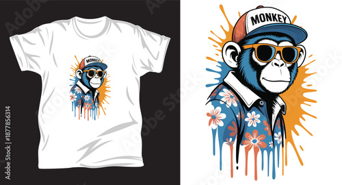 Monkey graphic vector t shirt design Print.