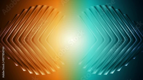 Orange blue minimal arrows elements abstract geometric background. Seamless looping glossy technology motion design. Video animation Ultra HD 4K 3840x2160