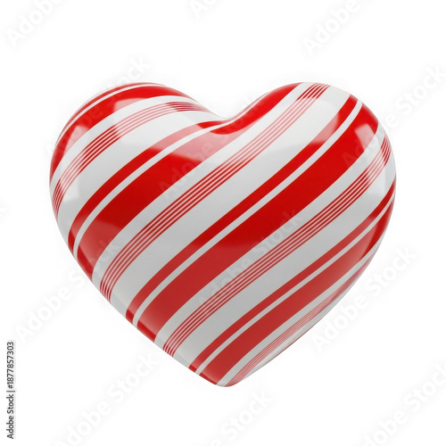 Candy cane heart isolated on transparent background