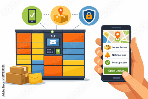 Smart parcel locker with mobile app access for secure package delivery