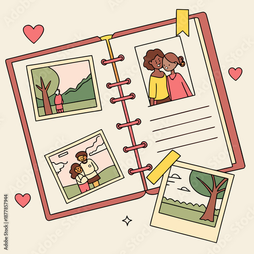 Memory album with photos