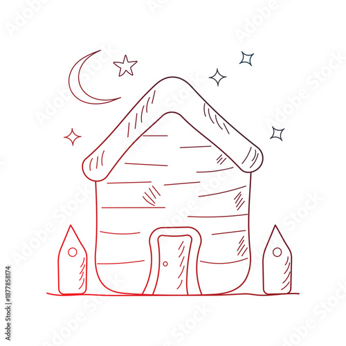 House  doodle icon with white background vector stock illustration