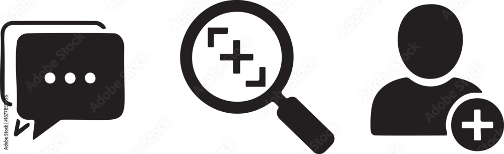 Fototapeta premium User Interaction Chat and Add New User Symbols