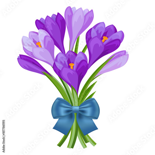 a bouquet of spring flowers with a bow