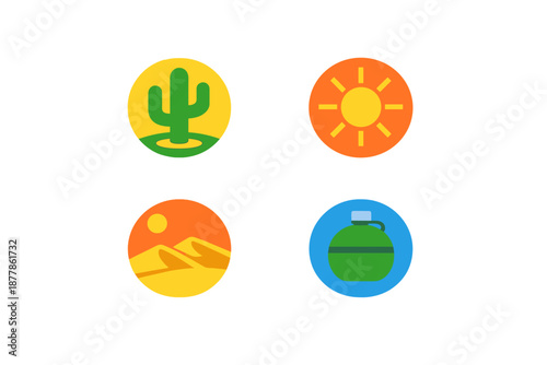 Desert theme icons with glowing effect