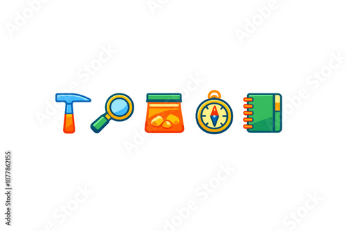 Adventure and exploration icons set