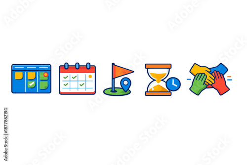 Collection of modern icons for business and productivity