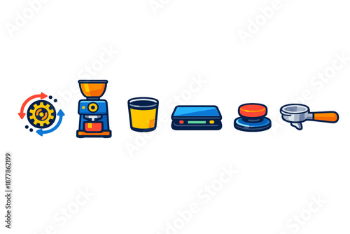 Coffee making process icons