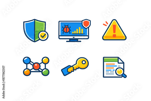 Cybersecurity and data protection icons