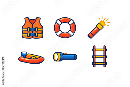 Emergency and safety equipment icons
