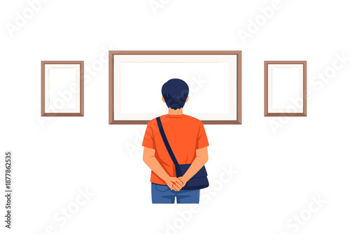 Person looking at artwork in a gallery