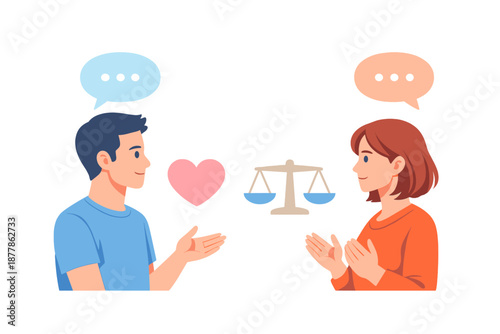 Couple communicating with love and balance