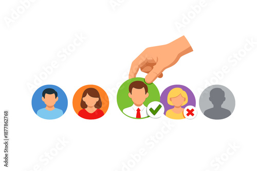 Hand selecting a profile picture with a checkmark