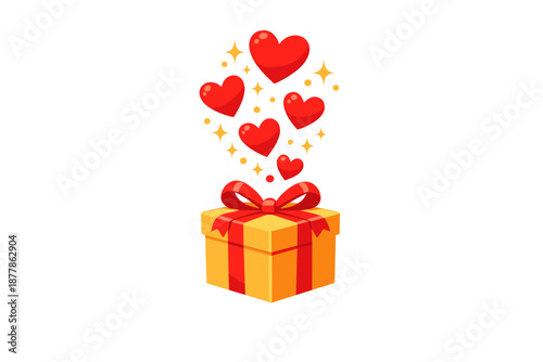 Gift box with hearts and sparkles