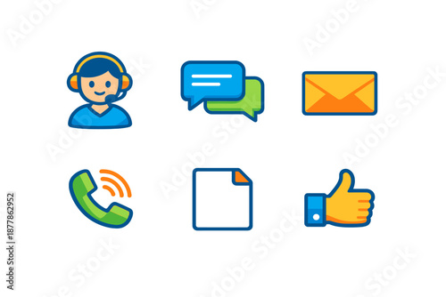 Set of communication icons with neon glow