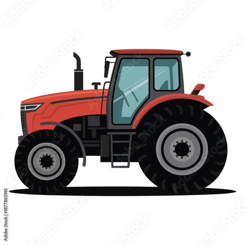 red tractor isolated