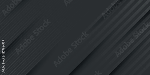 Abstract dark grey background with modern horizontal stripes decoration. Minimalist line style background concept for cover, banner, brochure, presentation, certificate and website. EPS. 3