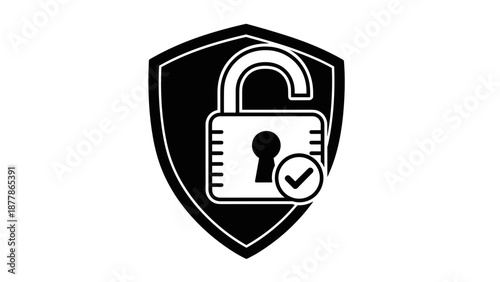 Secure Lock Icon on Shield Symbol.