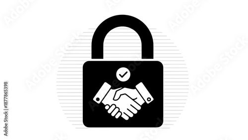 Secure Partnership Handshake Lock Icon.