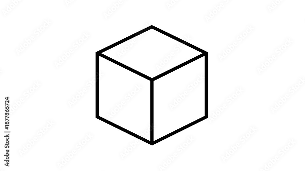 Fototapeta premium Simple Black and White Cube Illustration.