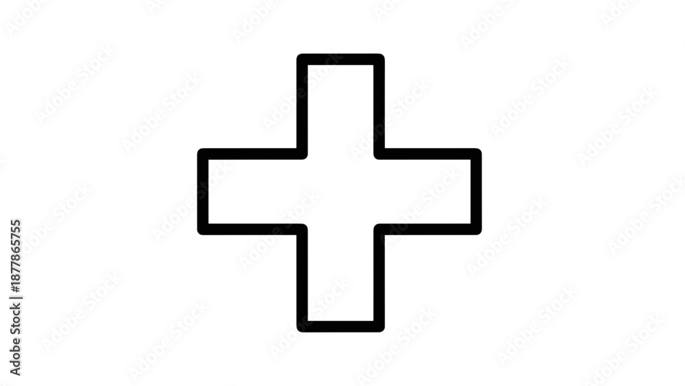 Fototapeta premium Simple Black and White Plus Sign.