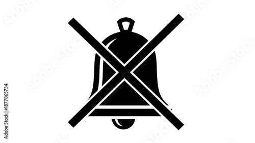 Silence Bell Icon Symbol with Cross.
