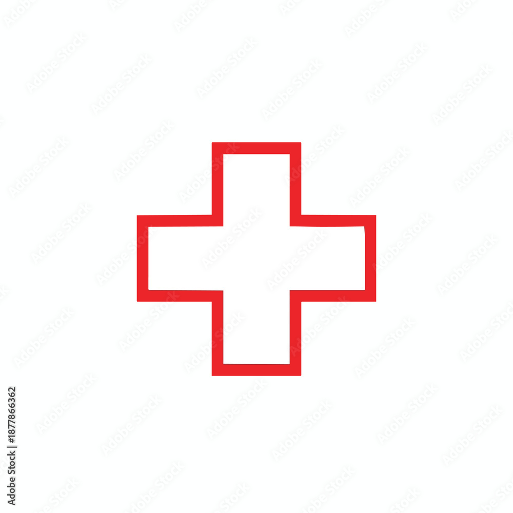 Obraz premium Red Cross Symbol on White Background