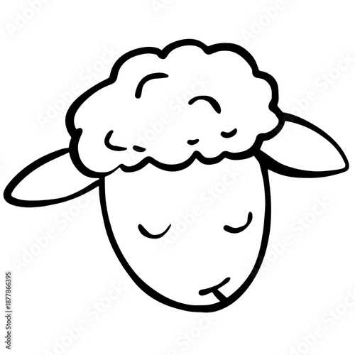 Cute Sheep Face Line Art Icon – Minimal Farm Animal Illustration