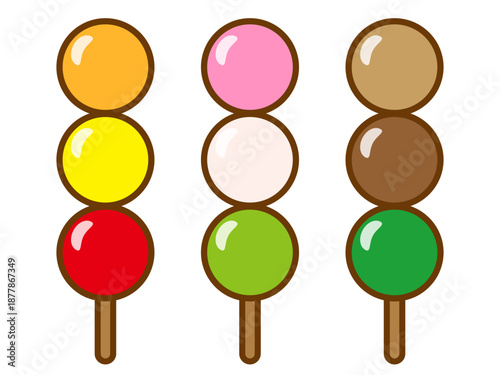 かわいい三色団子のイラスト素材セット