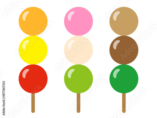 かわいい三色団子のイラスト素材セット2