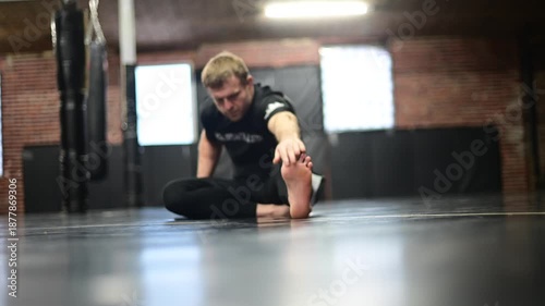 Jiujitsu martial arts strech, gym fitness, healthy  lifestyle, martial arts