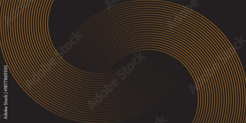 3D brown lines techno abstract background layer on dark blank space with circles shapes effect for backdrop, wallpaper. Modern cincept. Vector Illustration.